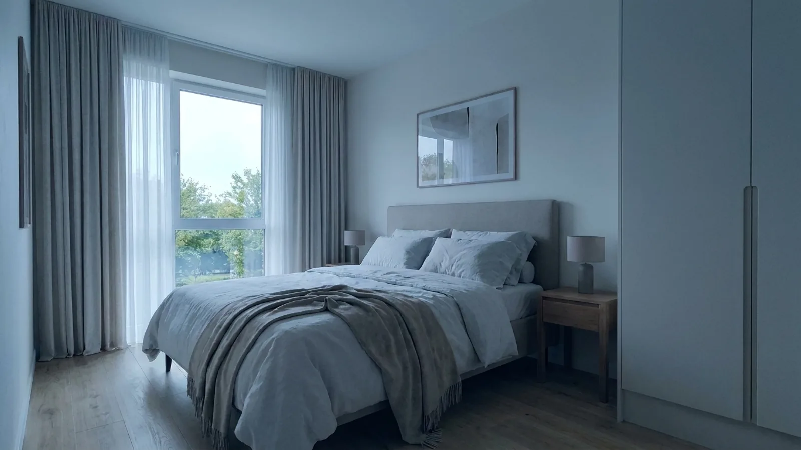 Vacation-rental bedroom before enhancement