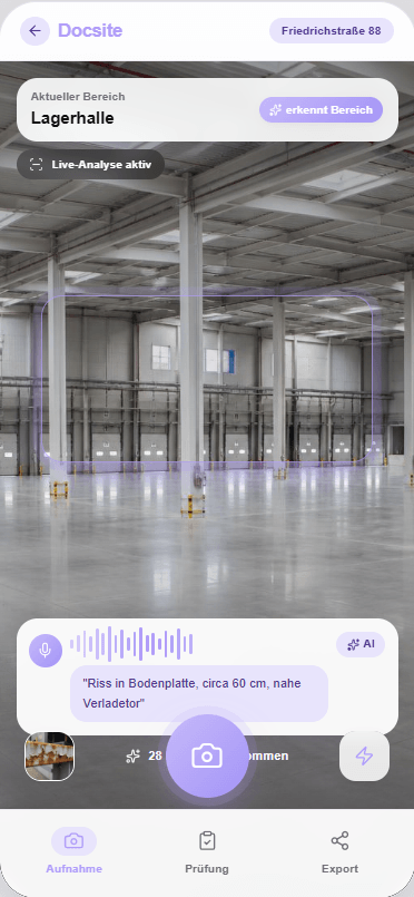 Appraisal-AI-Assistant-Prototyp bei der Erfassung von Objektnachweisen vor Ort
