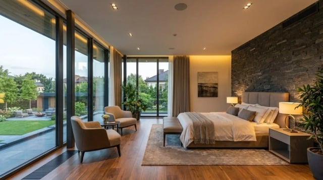 Bedroom with garden view